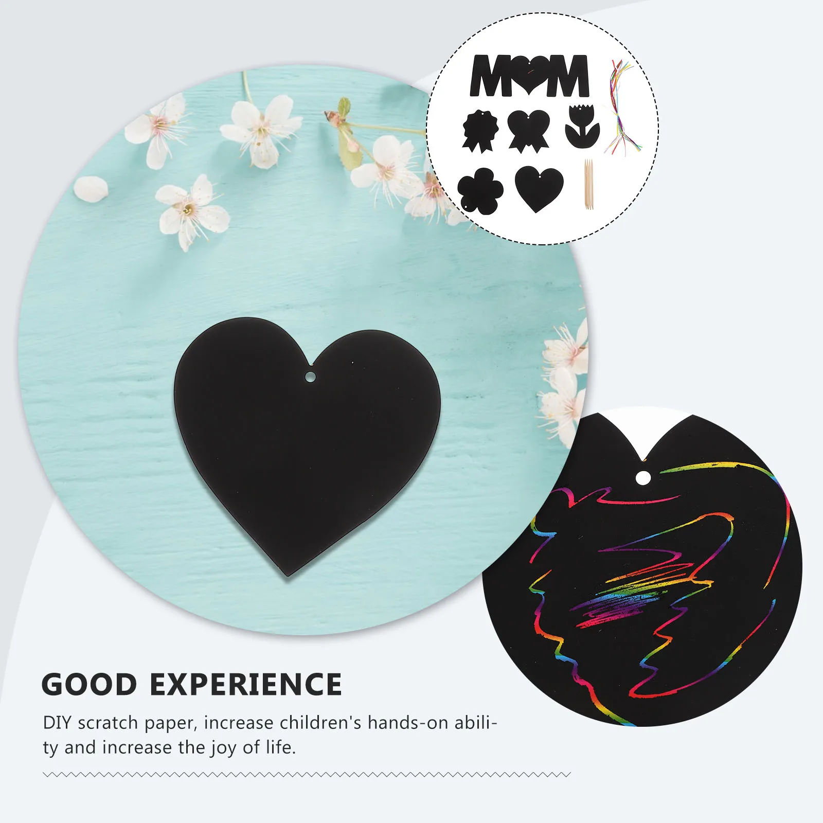 

1 Set Of Creative Mother'S Day Scratch Paper For Kids Diy Craft Party Favor Gift Black Scratch For Children'S