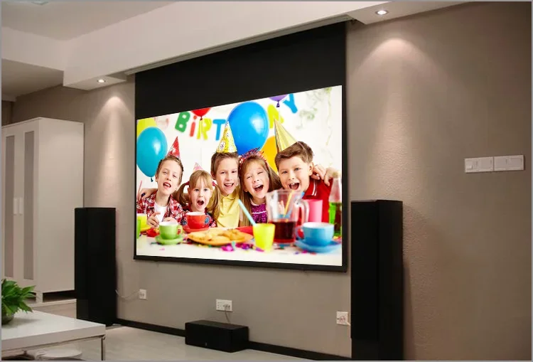 Cheap China Supplier Motorized Projector Screen Cinema Electric Projection  Price