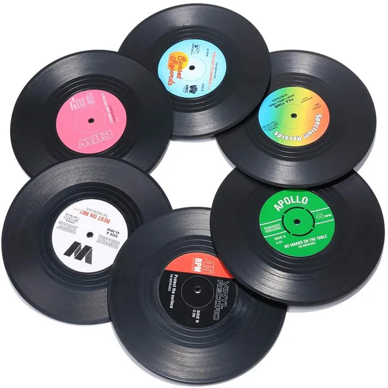 1pc Retro Vinyl Record Cup Coaster Anti-slip Coffee Coasters Heat Resistant Music Drink Mug Mat Table Placemat Home Decor