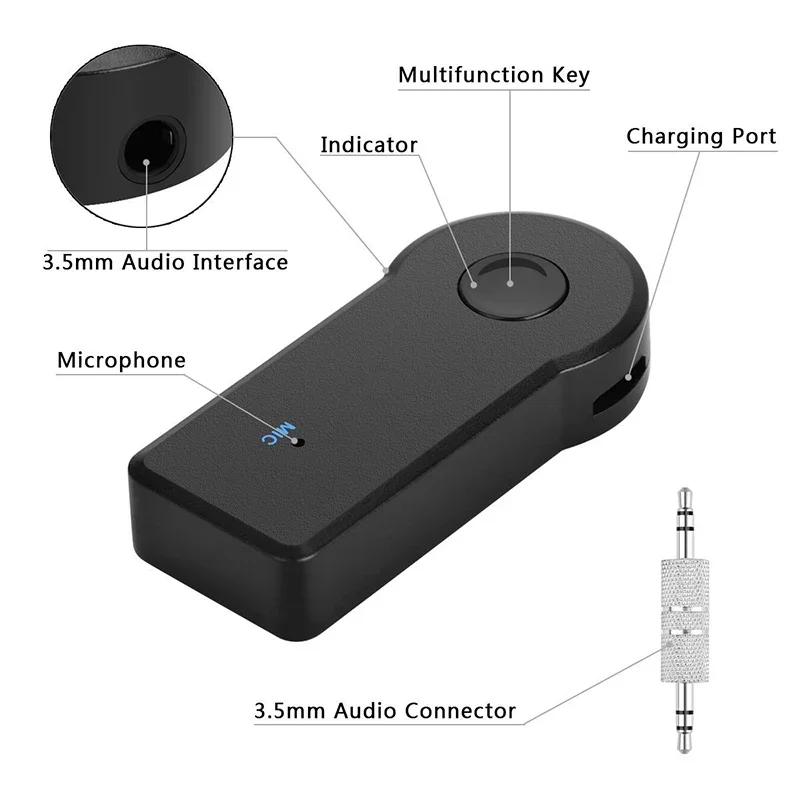 2 in 1 Wireless Bluetooth -compatible Receiver Transmitter Adapter 3.5mm Jack For Car Music Audio Aux Headphone Handsfree