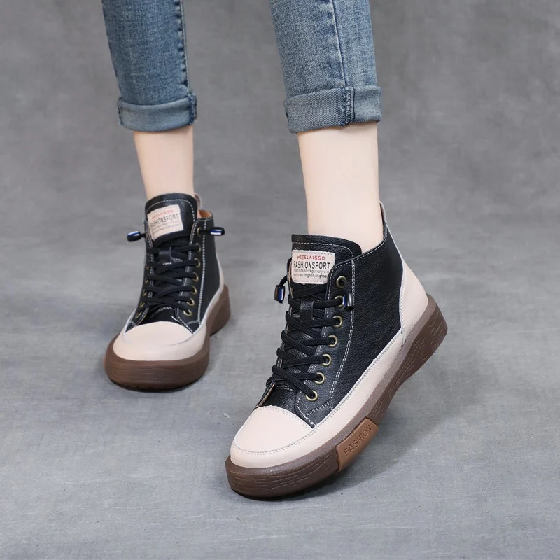 

GKTINOO/2026, модные женские ботинки, ботильоны из натуральной кожи, женские повседневные кроссовки, большие размеры, женская обувь с высоким берцем и мягкой подошвой