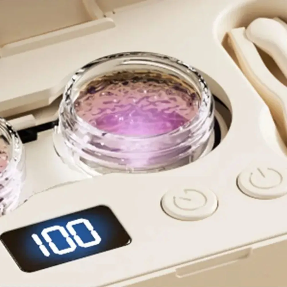 Portable Recharge Ultrasonic Contact Lens Cleaner Machine Automatic Cleaning Box Fit Disposable Soft Color Lens