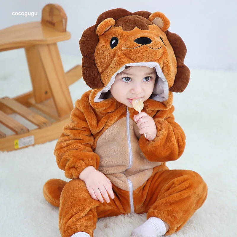 

Lion Romper Baby Boy Girl Pajama Newborn Bebe Clothes Cute Bodysuits Flannel Warm One-piece Winter Halloween Animal Outfit