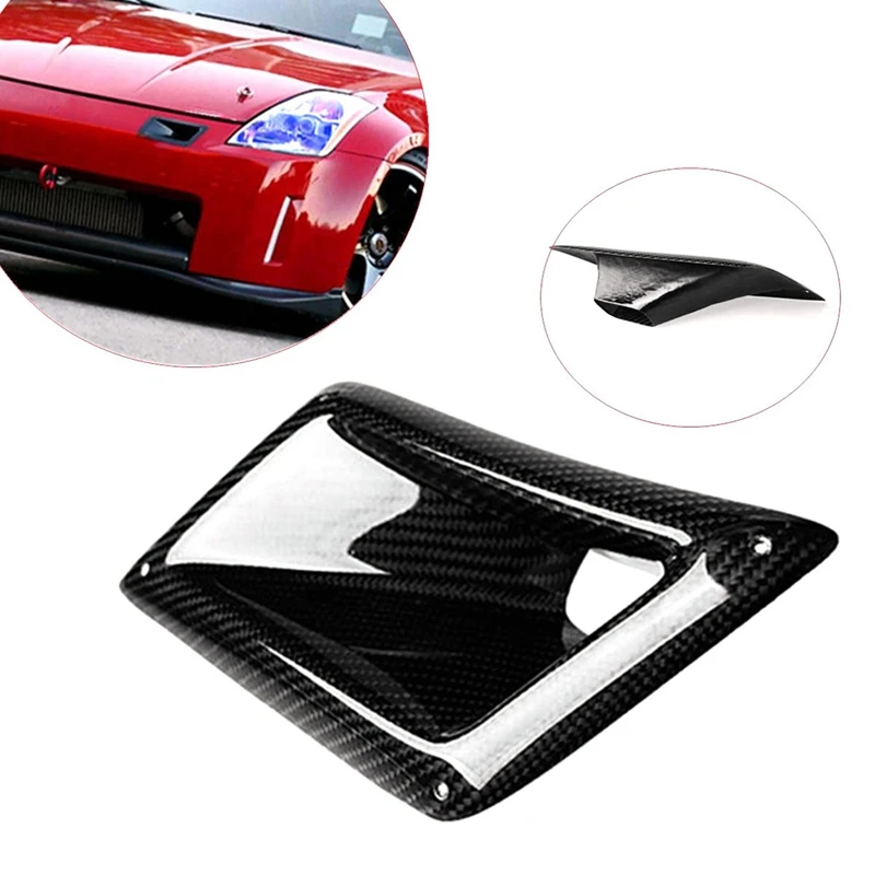 2X Left Side Real Carbon Fiber Board Car Front Bumper Air Vent Intake Outlet Duct Cover Trim For Nissan 350Z Z33 03-09