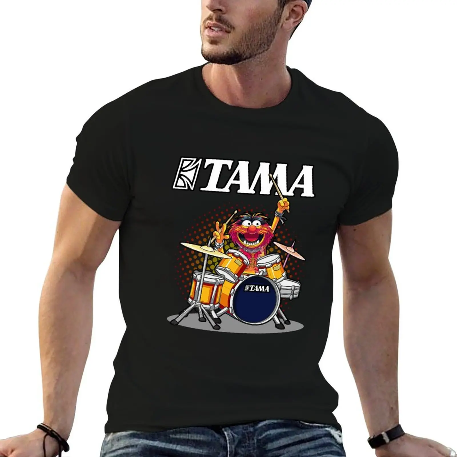 

ANIMAL DRUMMER TAMA DRUMS meme T-Shirt man t shirt cotton high quality t shirt man cotton T-Shirt