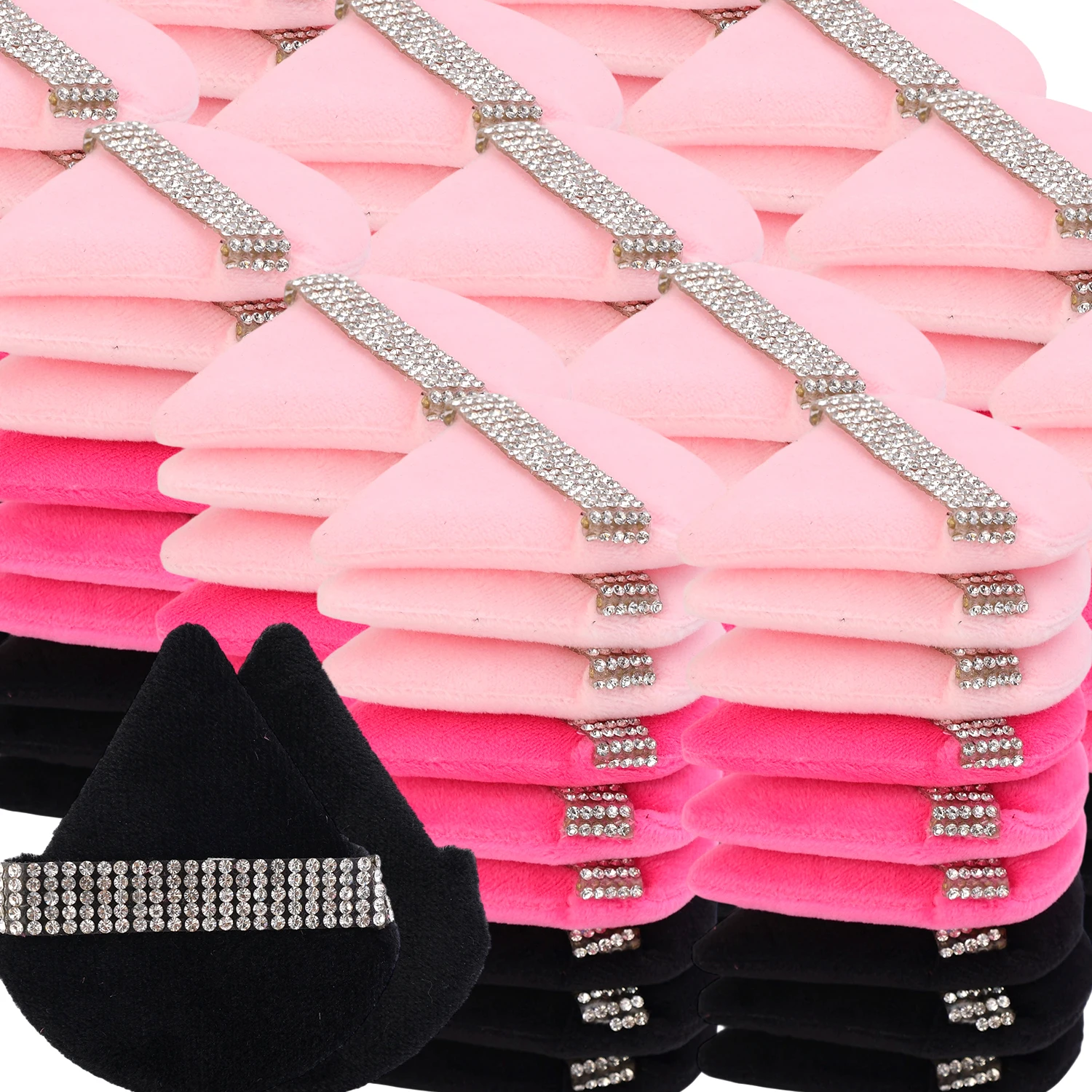 Triangle Velvet Diamond Powder Puff Face Cosmetic Eye Beauty Makeup Tool Reusable Sponge Washable Mini Powder Puff Accessories