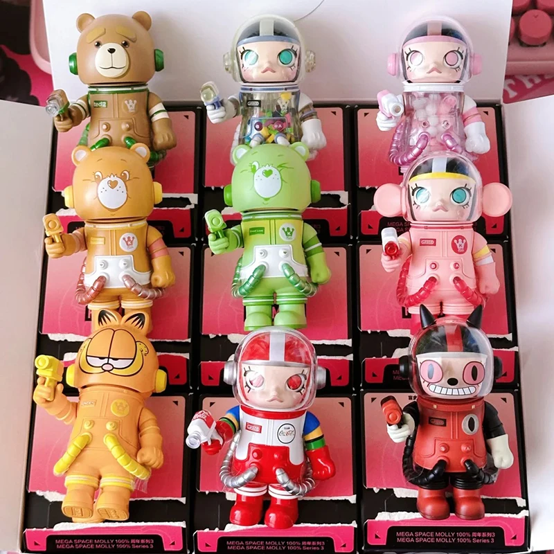 2024 New Blind Box Mega Series 100% Space Molly Jasmine 3rd-Generation Pvc Handmade Desktop Ornament Collection Adult Xmas Gifts