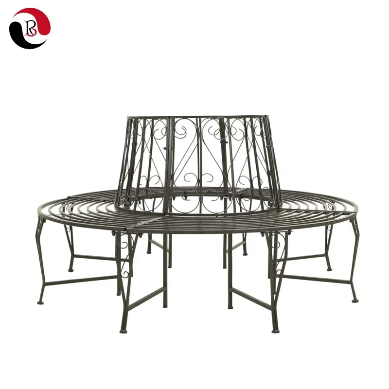 

Brown Outdoor Garden Patio Stable Metal Surround Tree Bench