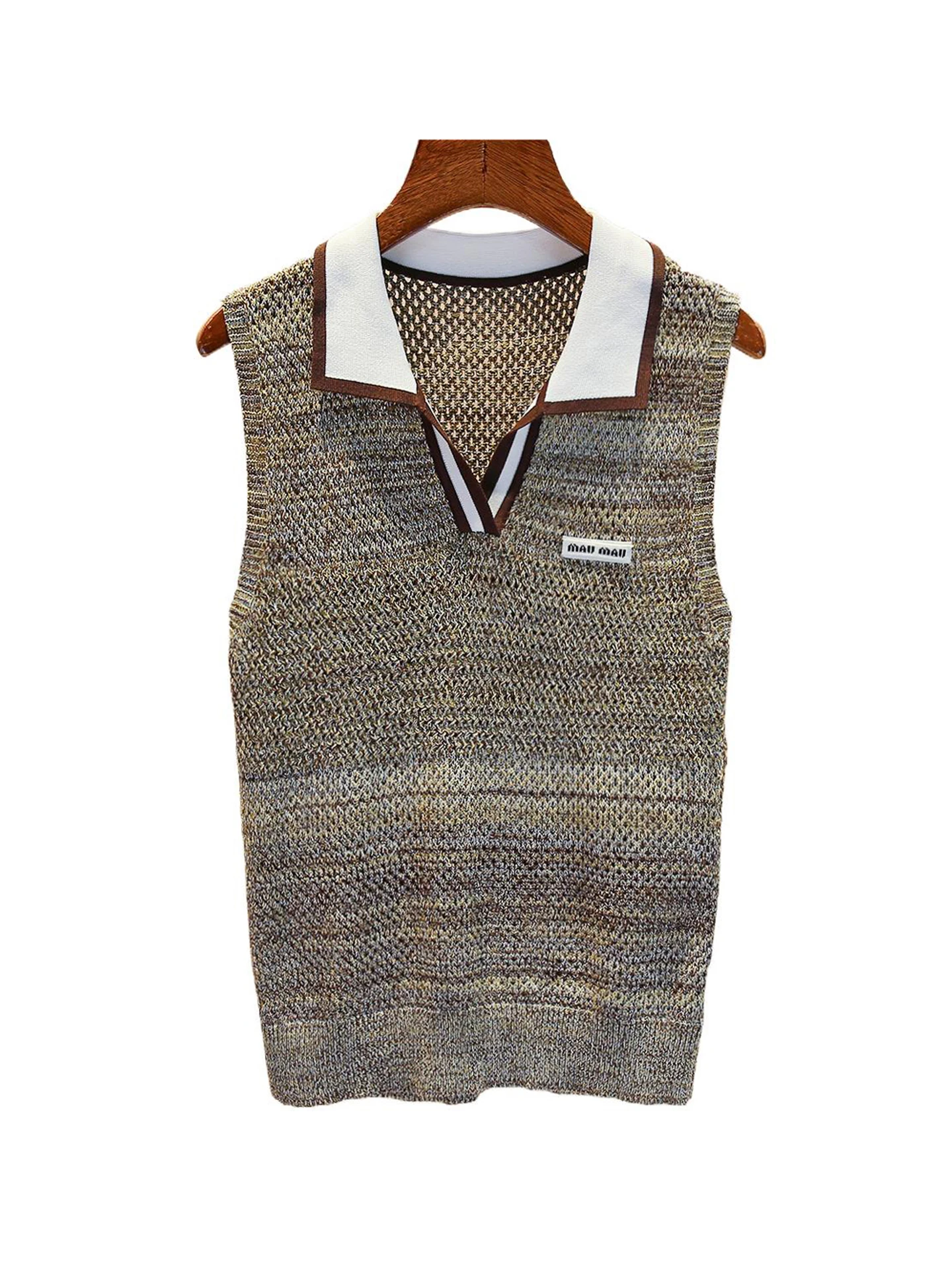 Ceco de Punto de Alta Gama para Mujer, Diseño con Cuello, Colección Otoño, Ajuste Cómodo, Estilo Casual sin Mangas para el...