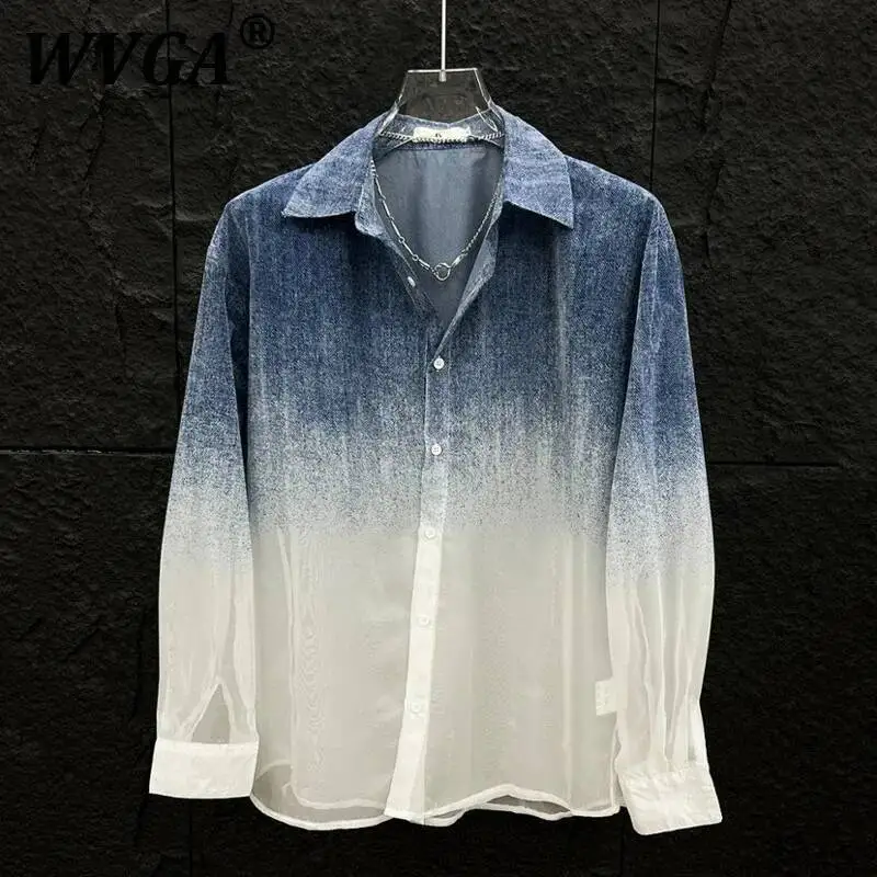 

WVGA весна лето новые мужские рубашки Tide Techwear High Street джинсовые рубашки с длинными рукавами стильная модная свободная шикарная повседневная рубашка Ins W7483