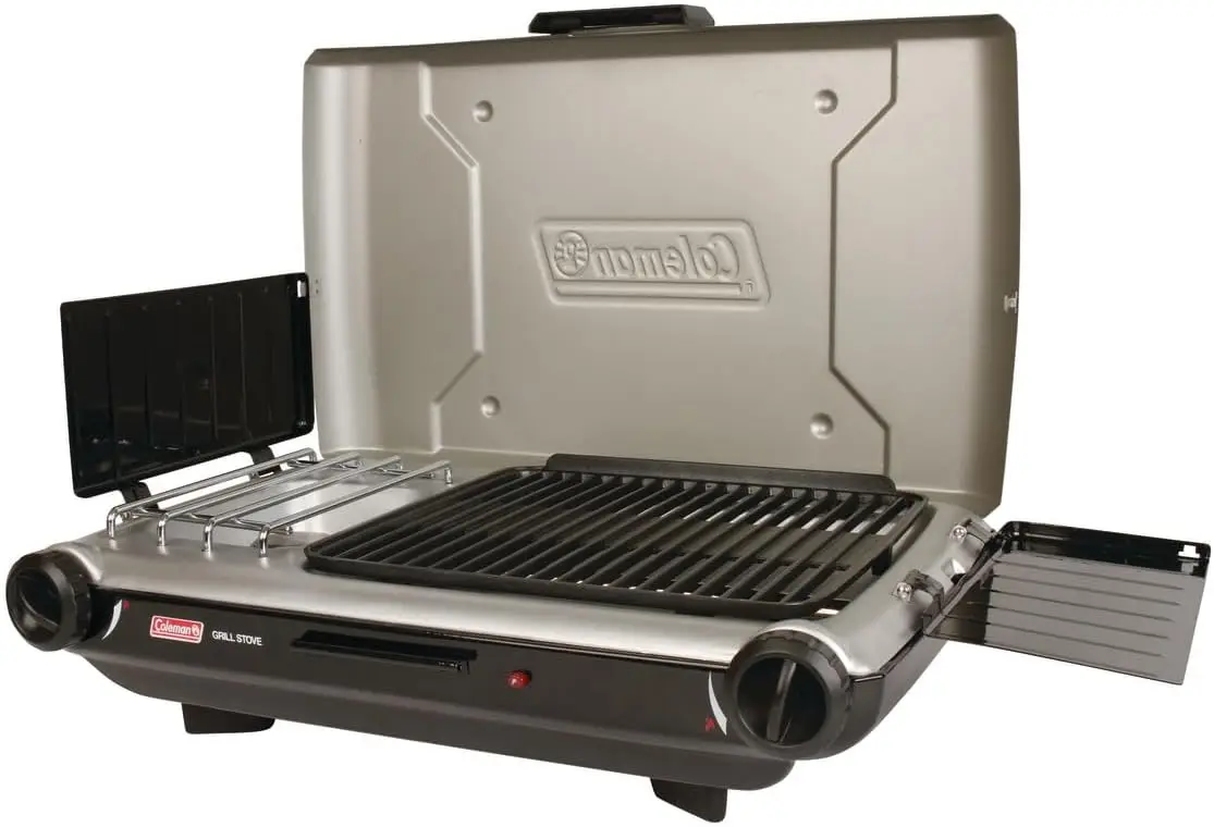 2-in-1 Tabletop Grill and Stove with Dual Adjustable Burners, 20,000 BTUs