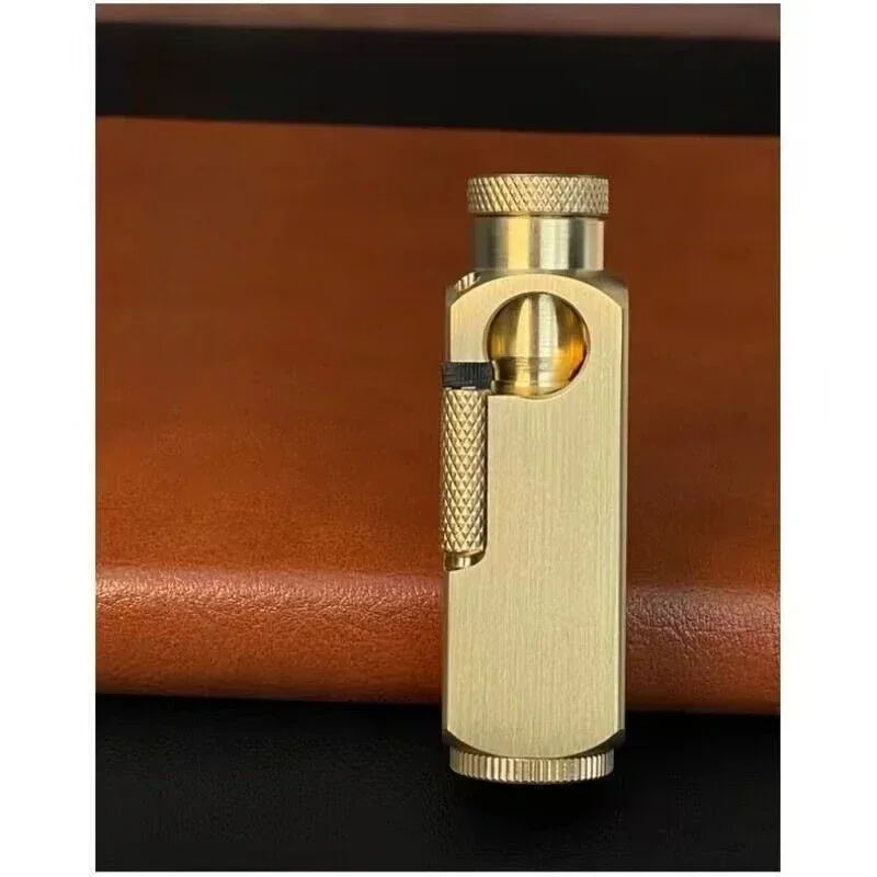 Heavy Trench Handmade Brass Kerosene Lighter Flamido Side Pulley Ignition Special-shaped Lighter Retro Collectible