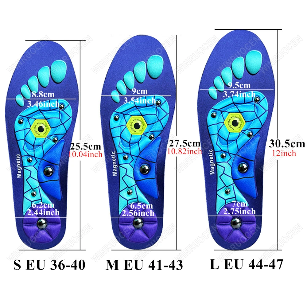 Magnetic Therapy Orthopedic Arch Support Insoles Massage Insoles Men's Foot Acupoint Massage Insoles Anti-fatigue Health Insoles