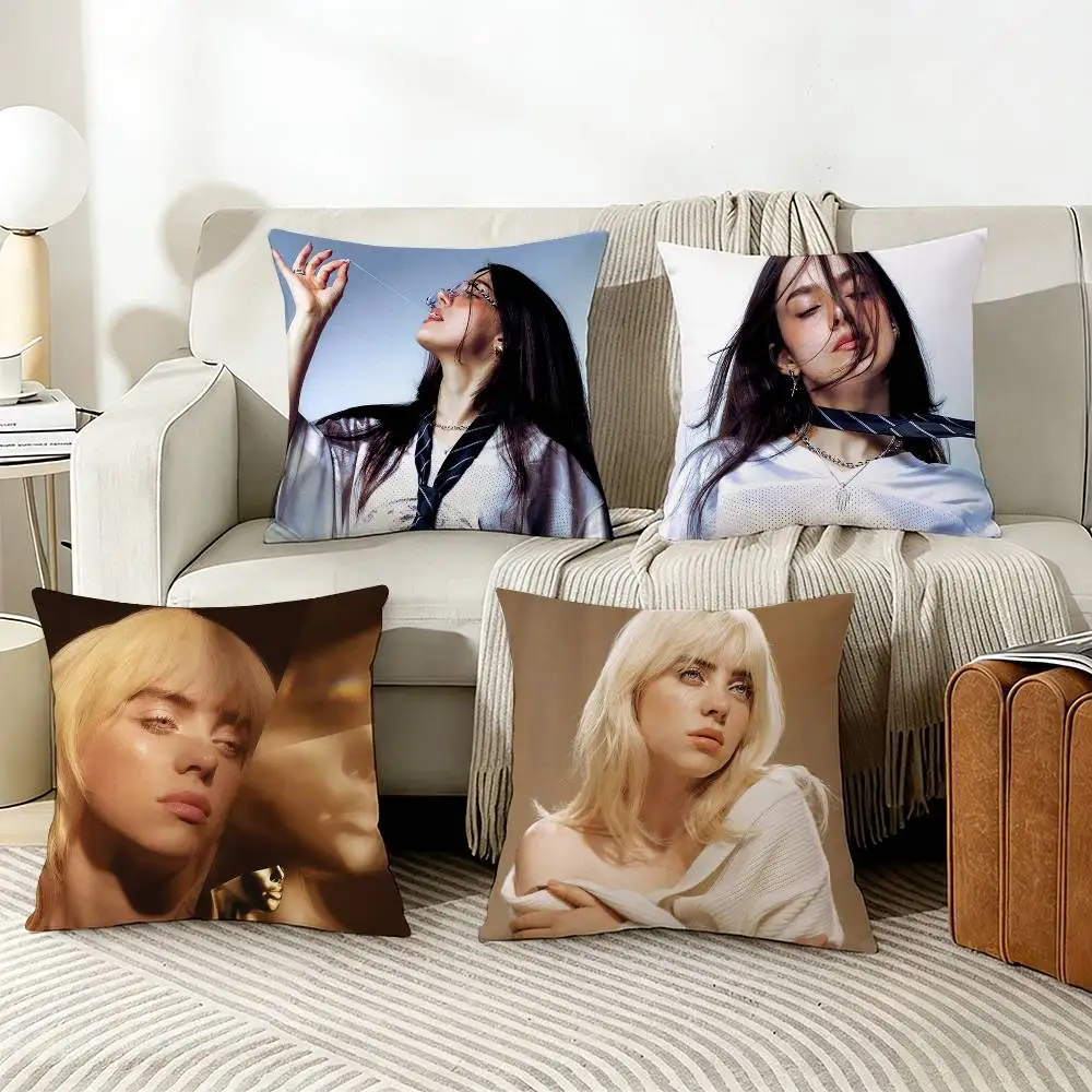 

B-Billie E-Eilish Various Sizes Square Pillow Case For Car Home Bedchamber Decor