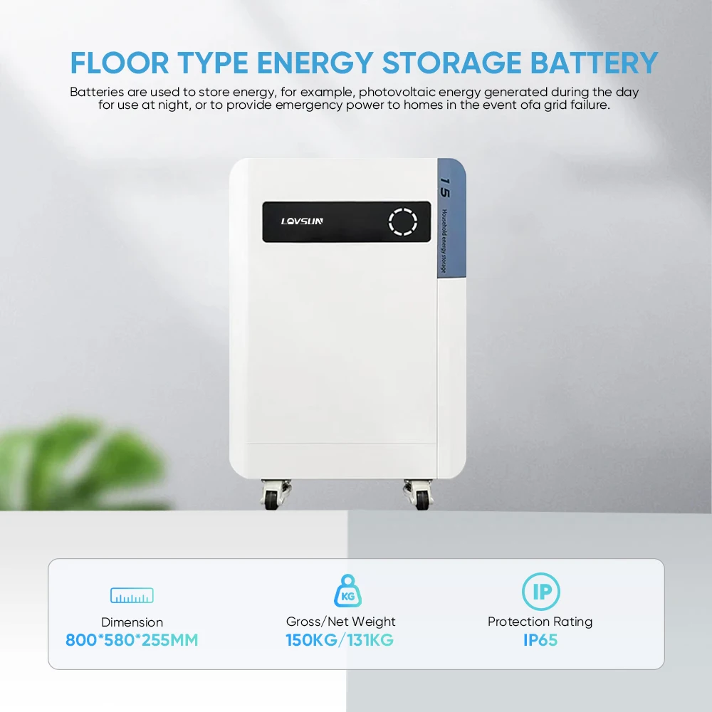 IP65 LiFePo4 Lithium Solar Storage Battery With Screen 51.2V 300ah 15.36 kWh LiFePO4 Battery for Household Solar Energy System