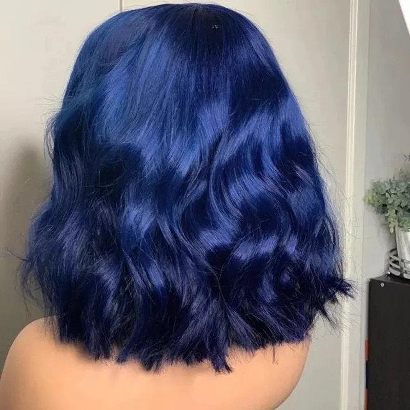 Dark Blue Body Wave 13x4 Lace Front 100%  Hair Wig Pre Plucked Remy WIgs