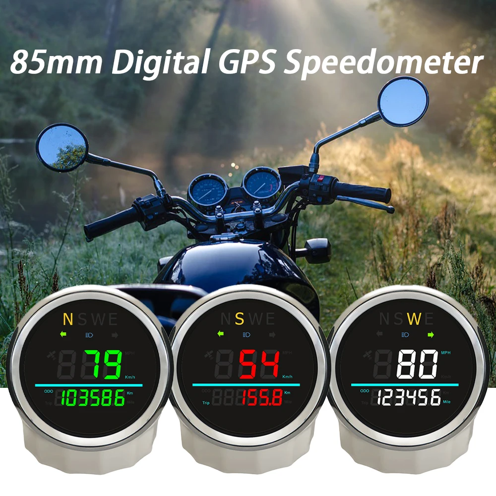 

ELING Мотоцикл Авто Грузовик Универсальный 85 мм Цифровой GPS Спидометр 0-999 (MPH, км/ч) с подсветкой GPS-антенна 9-32 В