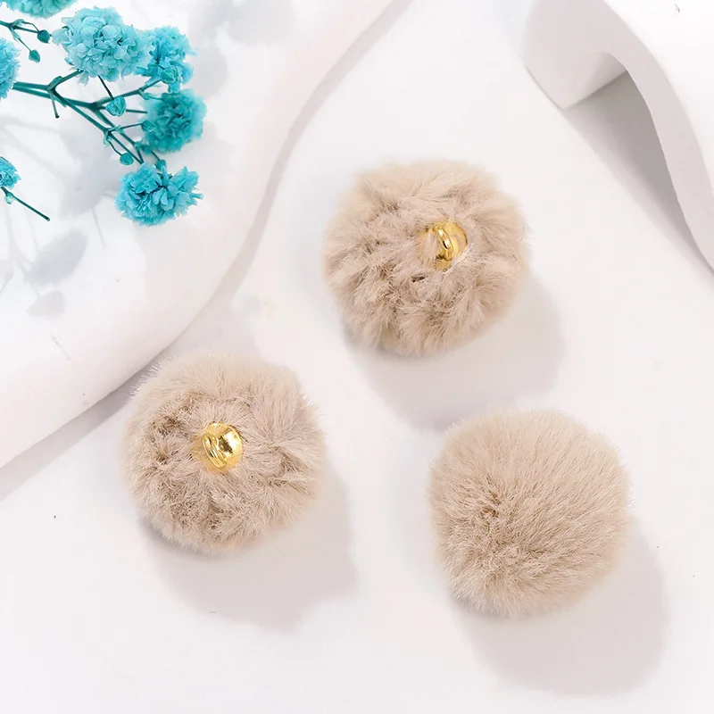 20pcs Plush Fluffy Fur Ball Beads Earring Charms Pompom Beads Pendant for DIY Necklace Bracelet Pendant Jewelry Making Supplies