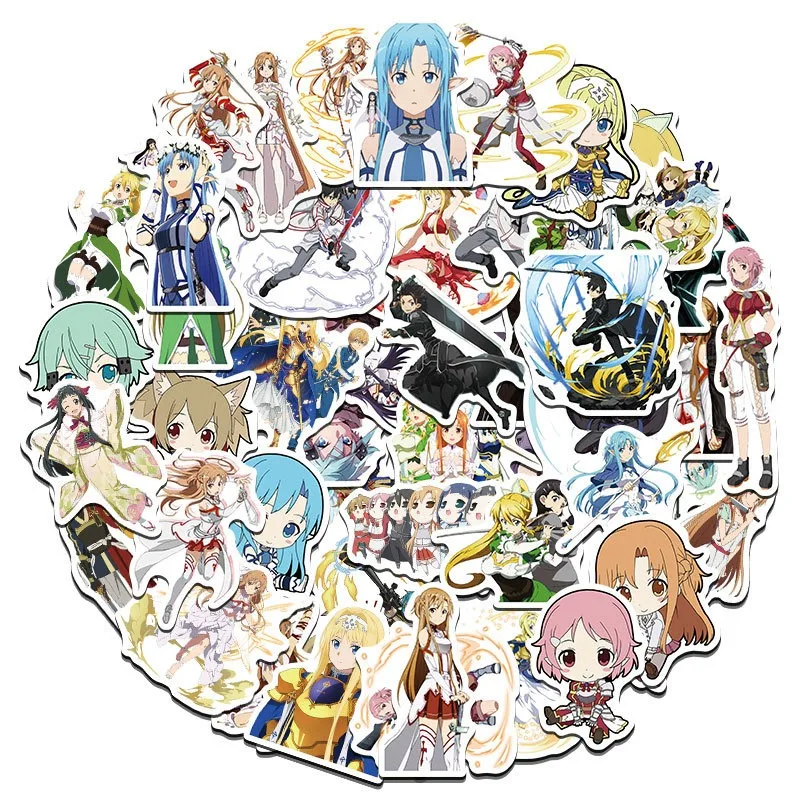 50 Anime Sword Art Online Graffiti Stickers Laptop Guitar Luggage Water Cup Stationery DIY Decorative Stickers