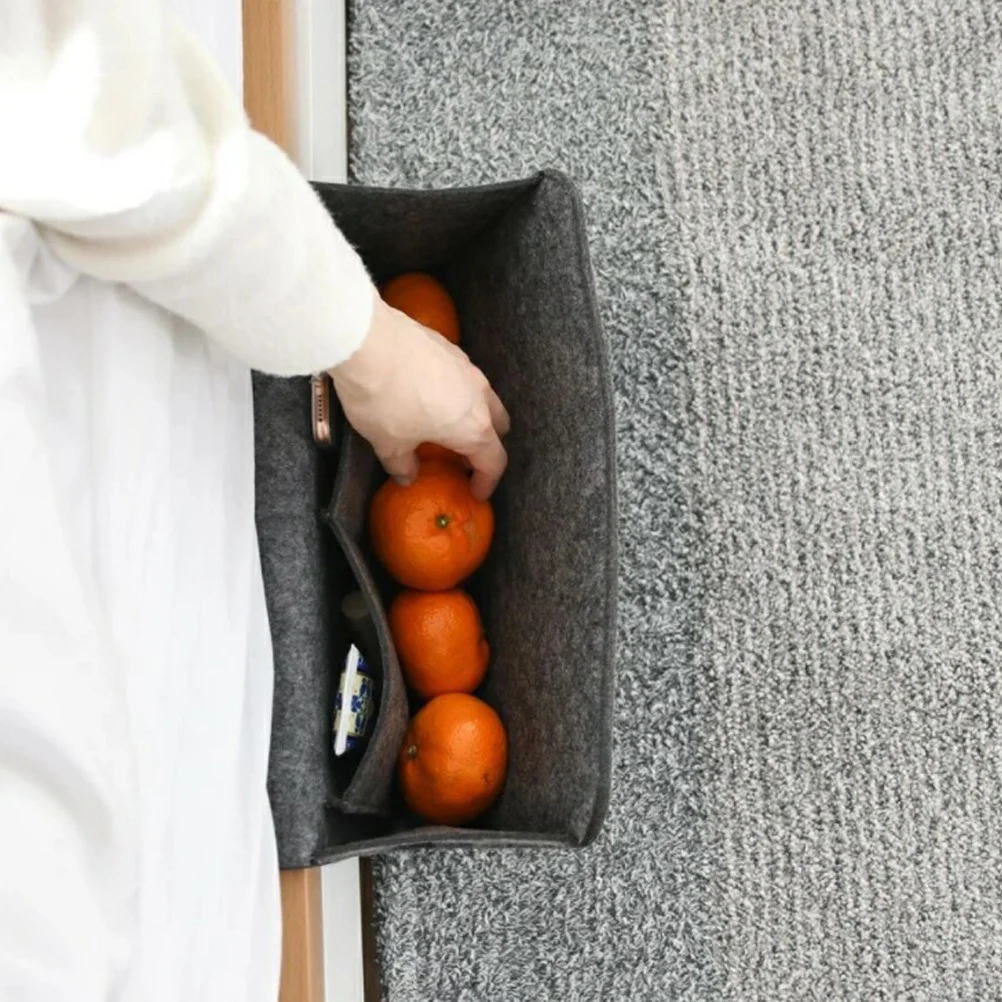 

Premium Felt Sofa Storage Bag Grey Bedside Organizer for Books Magazines Sundries Hospital Dorm Beds Bunk Beds Hostels