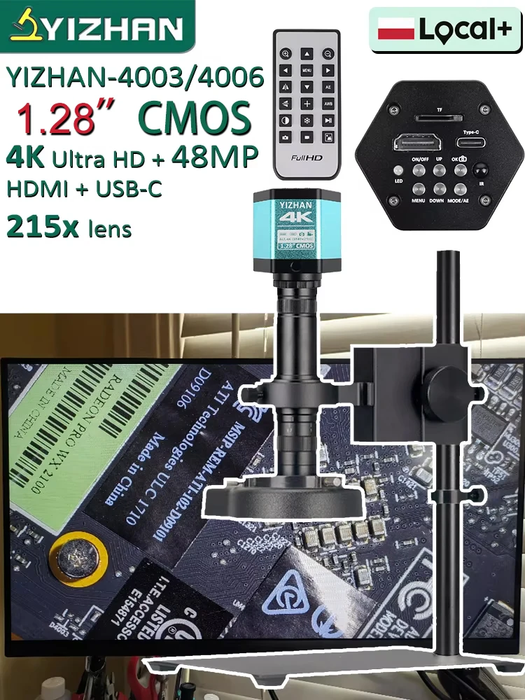 YIZHAN Full 4K Digitalmikroskop zum Löten, 215-fache Vergrößerung, 48MP HDMI USB Mikroskopkamera mit IMX415 Sensor, Videomikroskop