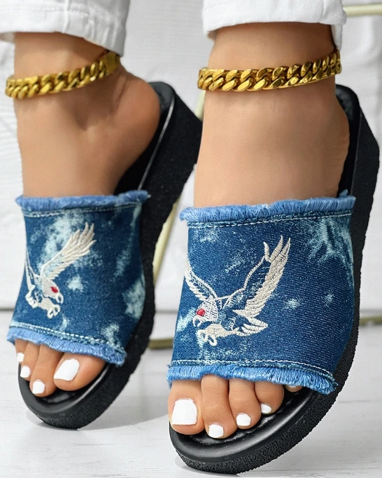 

Cowboy fringe wedge sandals