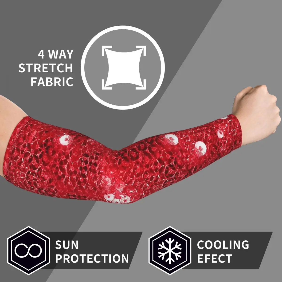 Праздничный красный (блестки) Рукава Мужчины Женщины Защита от солнца и ультрафиолета Татуировки Прикрытие Спорт Охлаждение Велоспорт