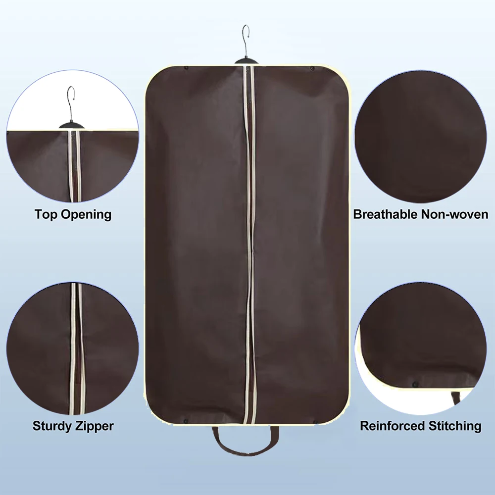 Dustproof Clothing Cover Dress Dust Cover Suit Coat Storage Bag Bear Letter Print Garment Bag Wardrobe Hanging Clothes Organizer