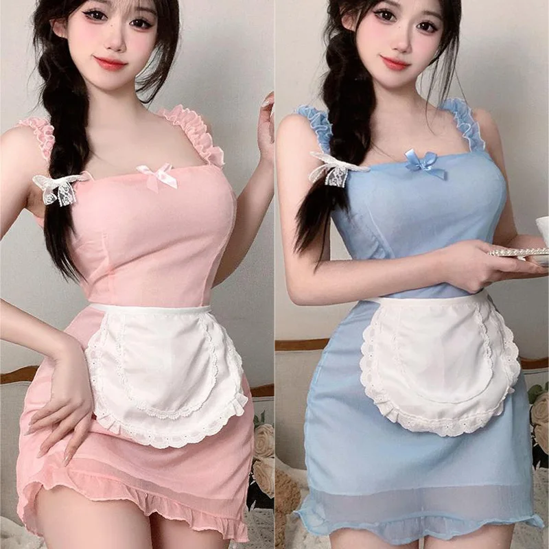 Cosplay clothing Milk flavored pure maid dress apron bow tie lace girl kawaii suspender dress sexy costume women night appeal