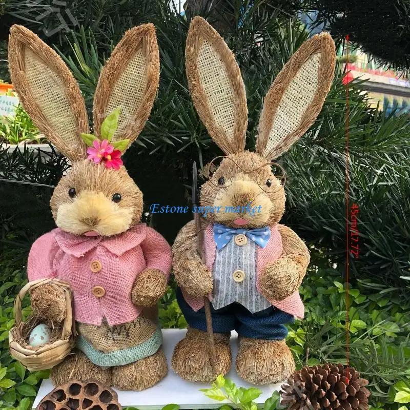 090B 관심 장식 부활절 밀짚 토끼 매달려 장식품 어린이 파티 부활절 선물