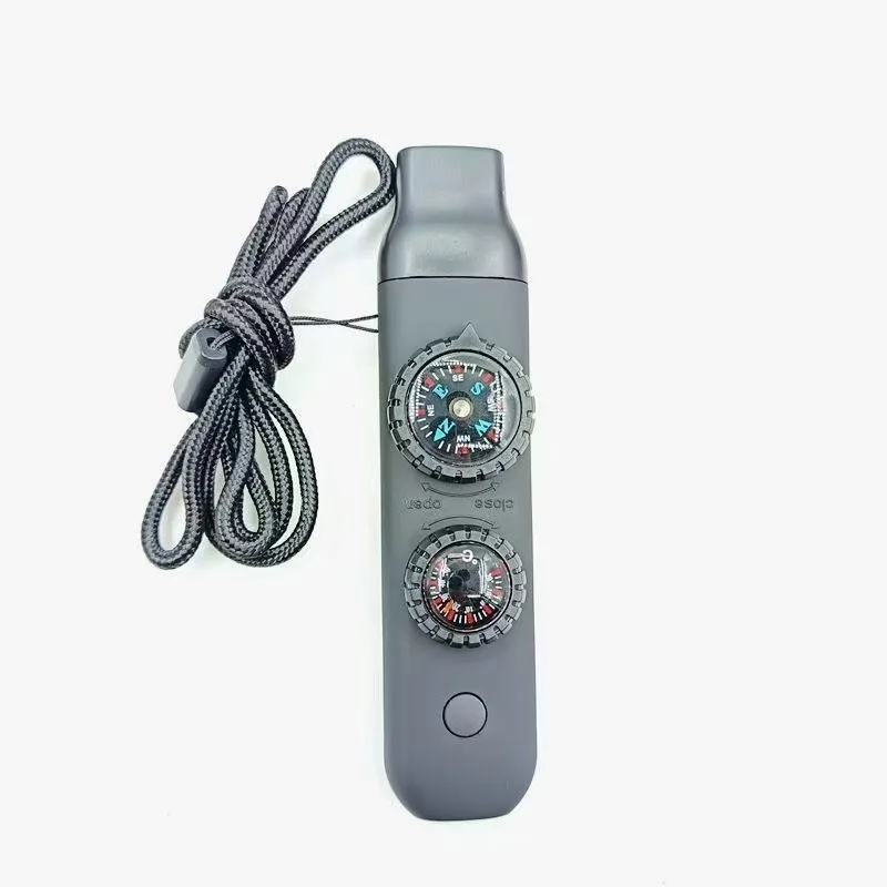 

7-in-1 Multifunctional Outdoor Survival Whistle Emergency Rescue Signal Horn with LED Light Thermometer and Compass Portable