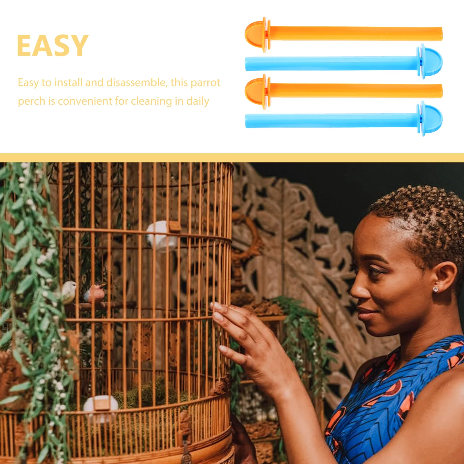 

10Pcs Parrot Perch Bird Cage Sticks Durable Plastic Smooth Edges Easy Clean Pet Activity Options Accessory Bird Plastic Perch