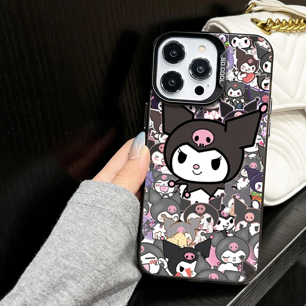 MINISO H-HelloKitty K-Kuromi S-Sanrio Friends Kawaii Phone Case for iPhone 16 12 13 14 15 11 Max Pro Plus Laser IMD Color Shell