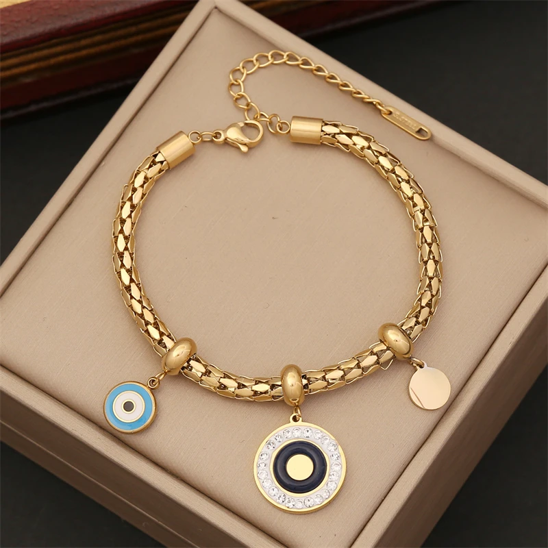 316L Stainless Steel New The Most Fashionable Fine Jewelry 7 Different Styles Multiple Elements Charm Chain Bracelets For Women