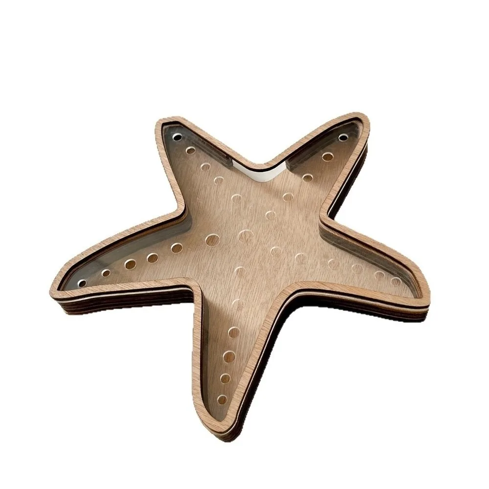

Creative Starfish-Shaped Display Box Wooden Multi-Function Storage Box Decoration Translucent Desk Organizer Home Decor