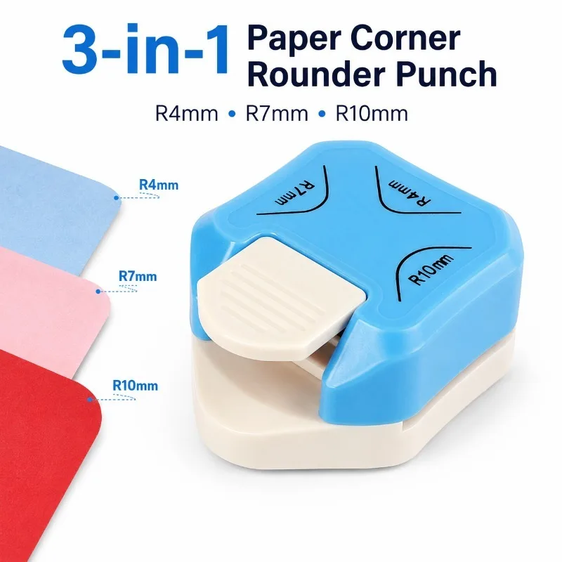 Three-in-One Paper Rounder,R4/R7/R10mm corner trimmer, scrapbook, card making, photo, bookmark, back to school, Christmas gift