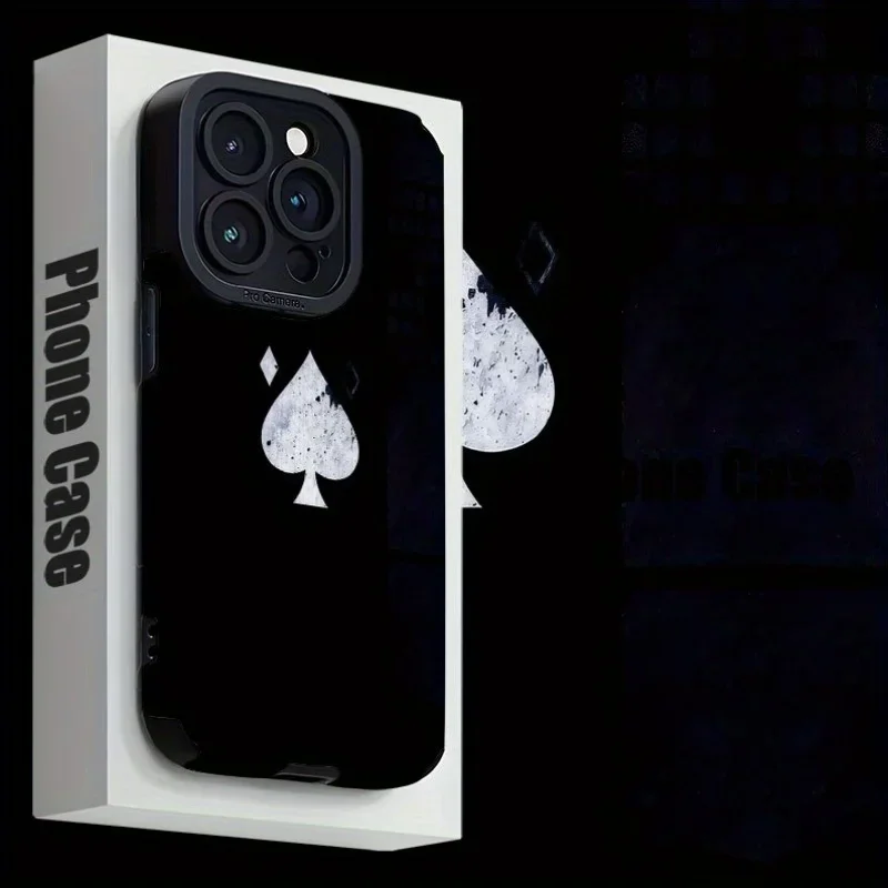 For Samsung S25 Black Spade Poker Card Minimalist Design Compatible For Galaxy S25/S24/S23/S22/S21/S20 and A Series Models