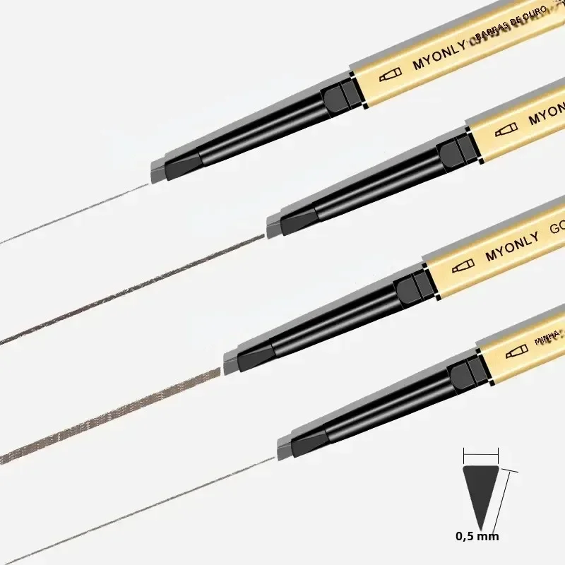 Small Gold Stick Double-Headed Eyebrow Pencil Ultra-Thin 3D Definition Lasting Non-Smudge Triangle Shape for Perfect Brows