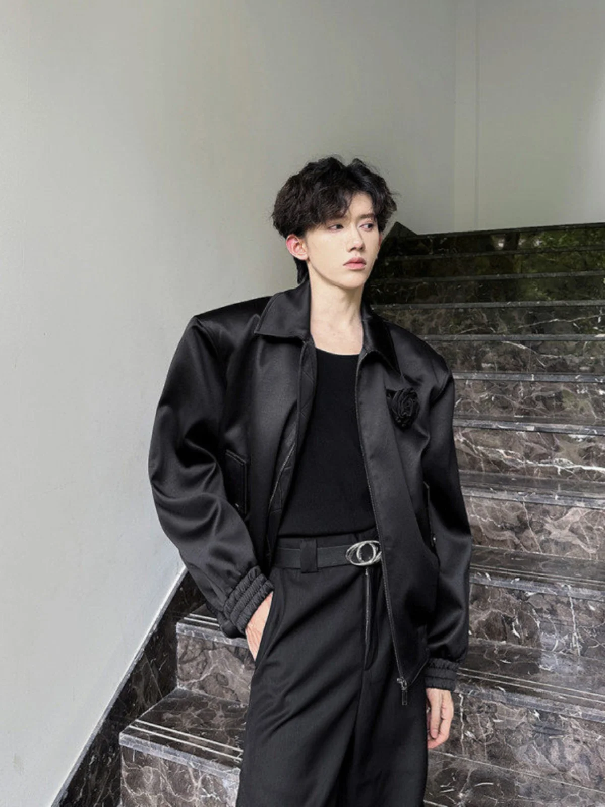 Bla Rose rembourré oulder Jaet hommes printemps automne américain rétro haut de gamme Sle moto cuir Jaet modèle tenue manteau