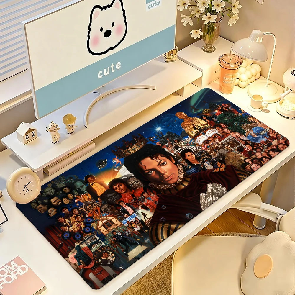 Hot Singer Michael J-Jackson Mauspad, große, rutschfeste, wasserdichte Matte, Tastaturunterlage mit genähtem Rand für Gaming, Alltag, Büro