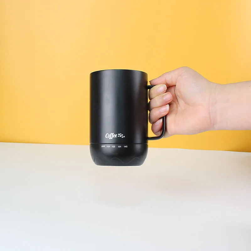 Temperature Control Smart Black Mug 4hr Battery Life 14oz Heated Coffee Mug Smart Temperature Control Ceramic Coffee Mug