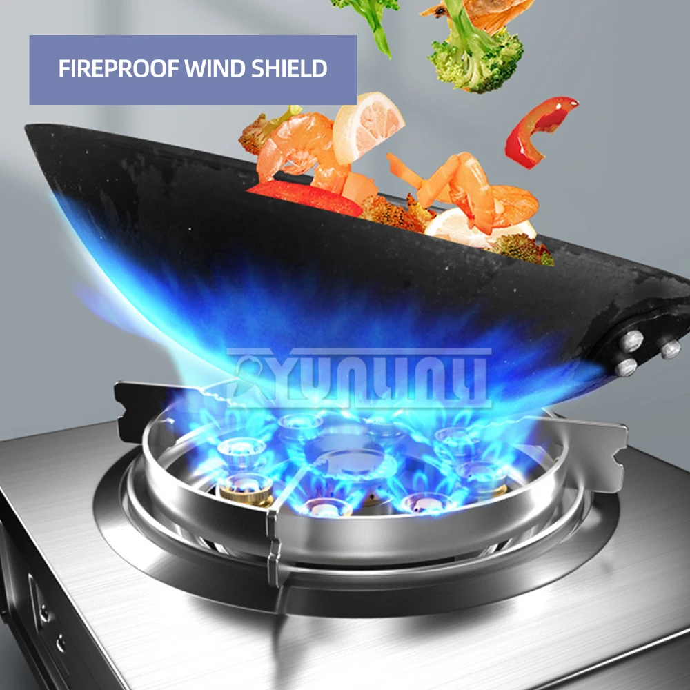 Energy-saving Cooktops Estufas Stainless Steel Gas  Stove Kitchen Single Desktop Gaskocher Flameout Protection