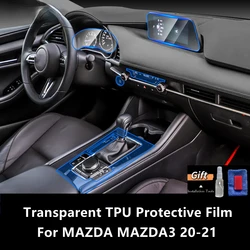 Film de protection transparent en TPU pour console centrale intérieure de voiture, film de réparation anti-rayures pour MAZDA MAZDA3 20-21, accessoires de remise en état