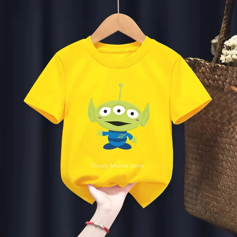 OOOHH Aliens Pixar T-Shirts Harajuku Games Short sleeve Tops Casual girls clothes boys clothes one piece t shirt kids boy 10