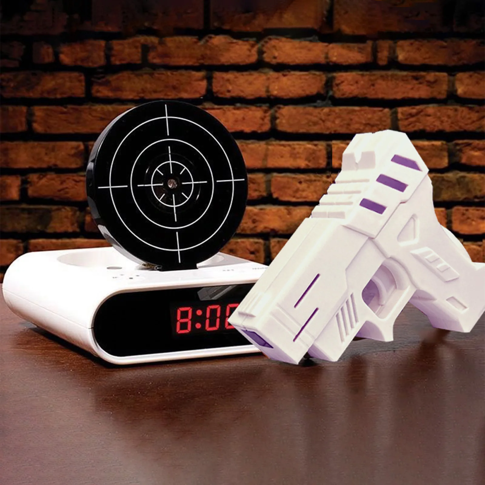 Target Alarm Clock with Gun & LED Display Personalized Wake Shot Alarm Clock Ringtones Customization 2 Alarming Modes for Heavy