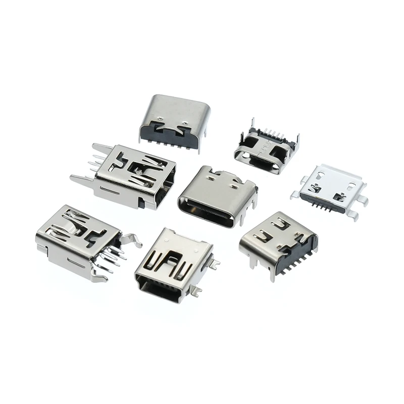 10pcs Android Interface Microphone 5P Trapezoidal Port USB SMD 180° Micro Female & 90° Type-C Male Socket