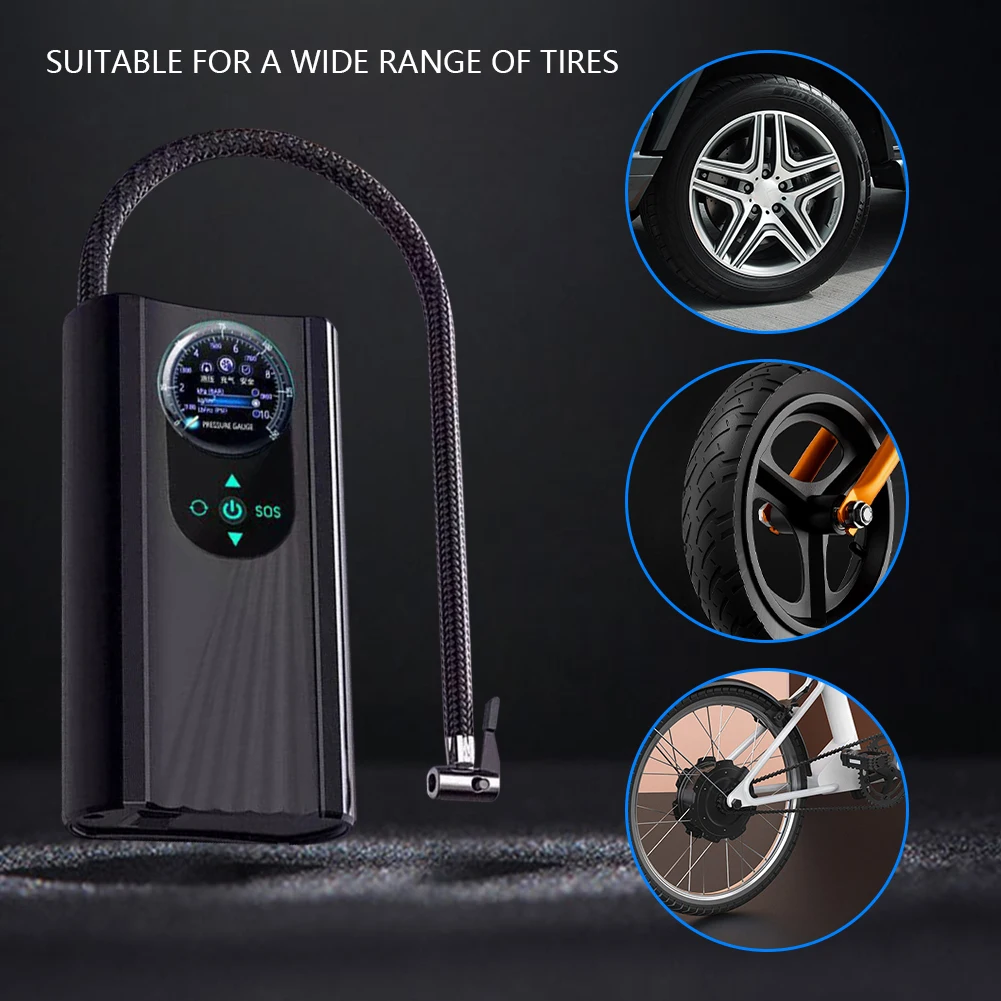 12V Air Pump Car Tire Inflatable Portable Air Compressor for Car Wireless Charging Car Motorcycle Electric Air Compressor Pump
