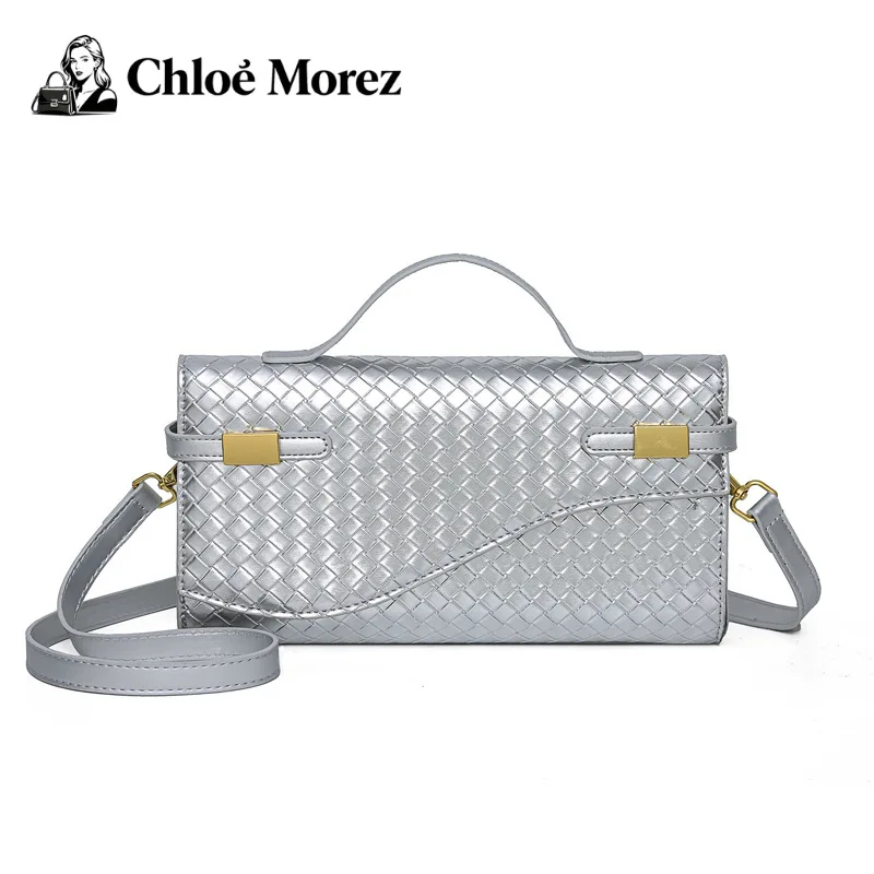 

Splicing long hand-held bag, fashionable and niche, single shoulder crossbody, underarm bag for women