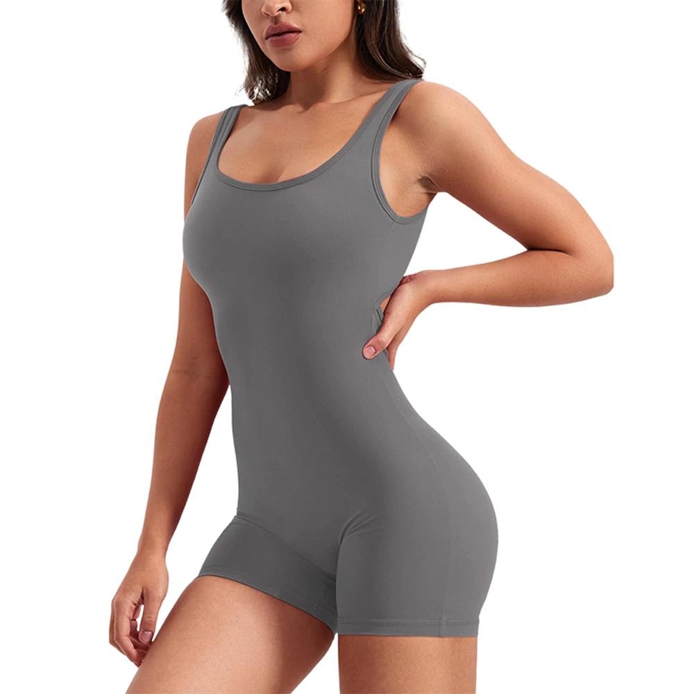 إمرأة مثير عارية الذراعين تانك السروال القصير اليوغا Playsuit Bodycon قطعة واحدة الرسن بعقب رفع ارتداءها تمتد حللا منصات الصدر