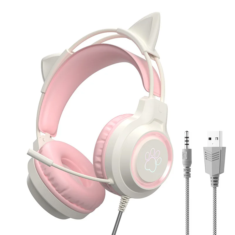 SY-G35 Macaron Wired Gaming Headset E-sports Student Computer Headphones With Microphone Cable For Girls Ps4 Ps5 Gaming